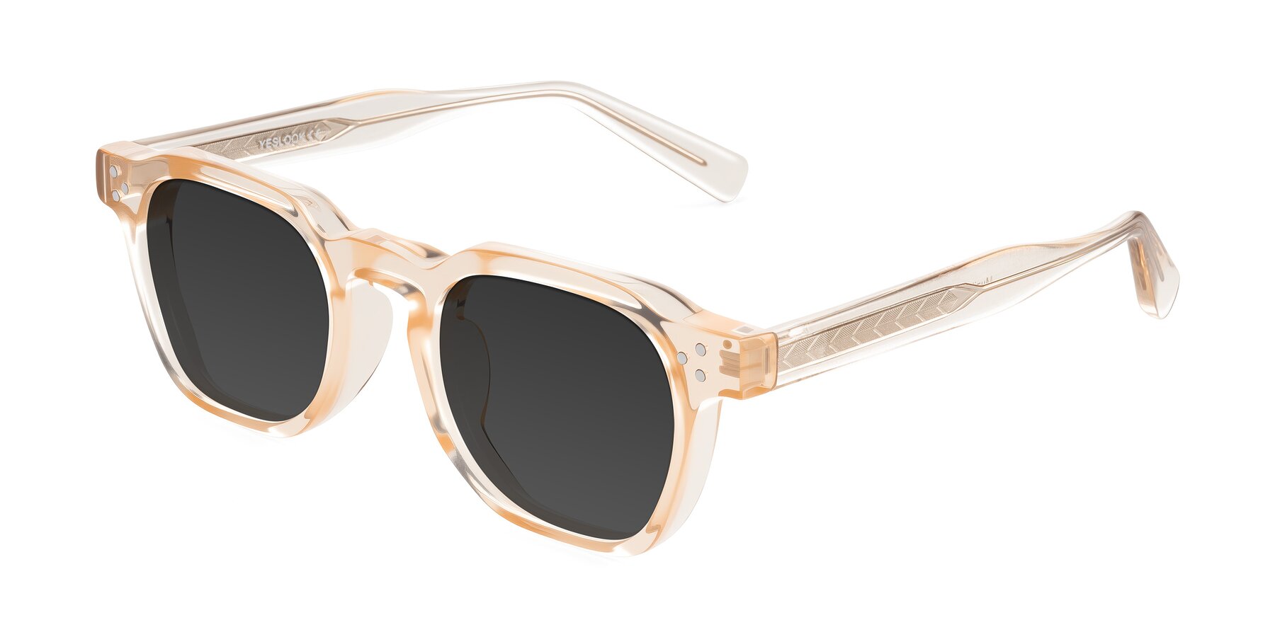 Angle of Muzik in Coral to Vermilion Shift with Gray Tinted Lenses