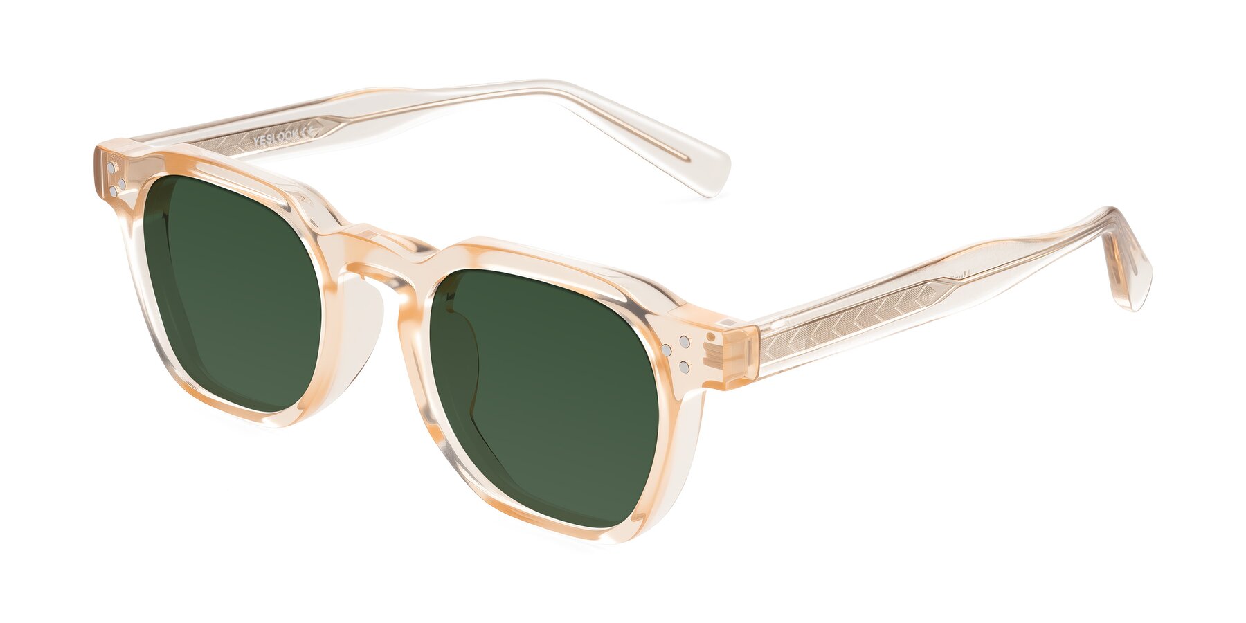 Angle of Muzik in Coral to Vermilion Shift with Green Tinted Lenses