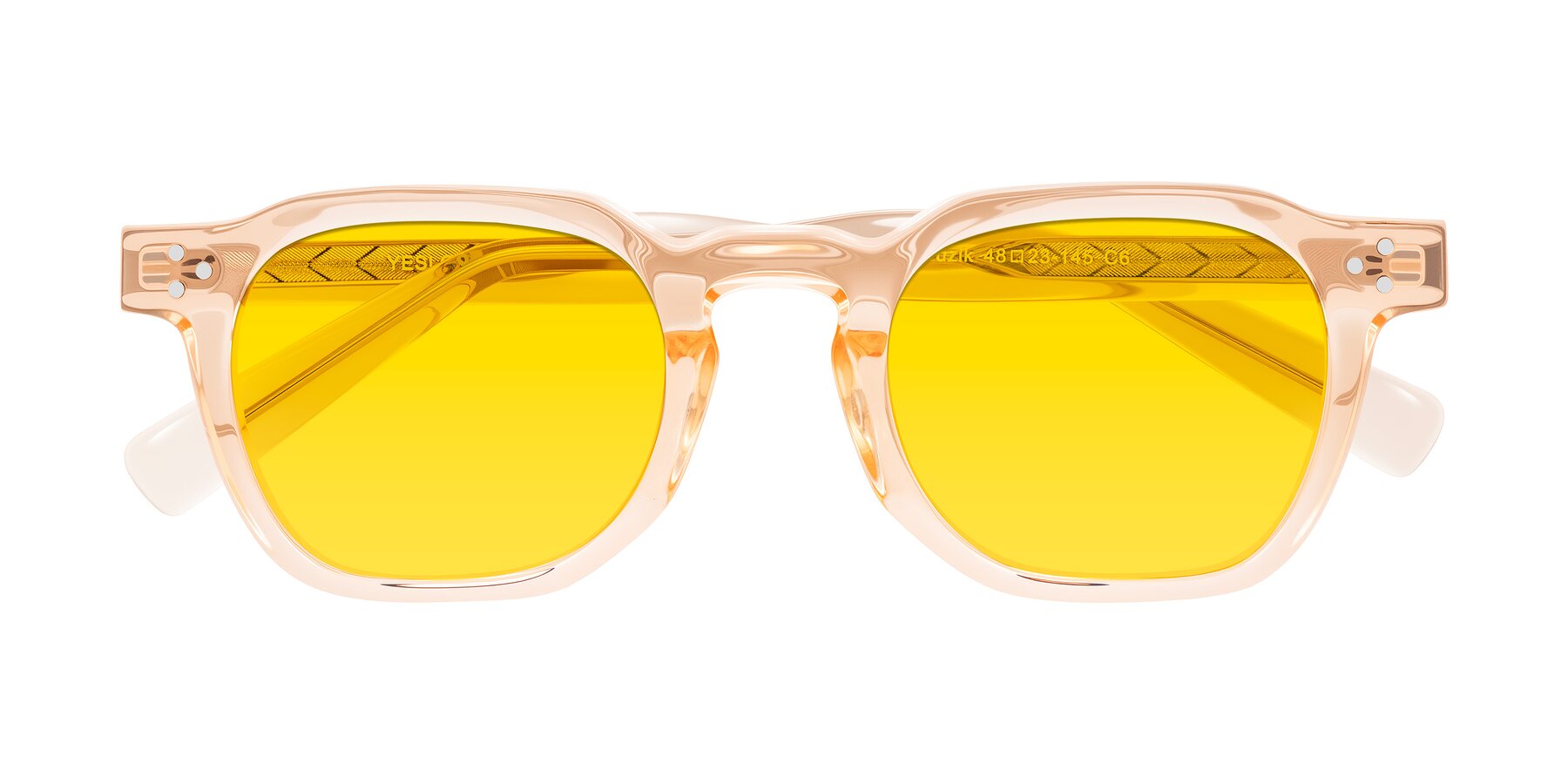 Folded Front of Muzik in Coral to Vermilion Shift with Yellow Tinted Lenses