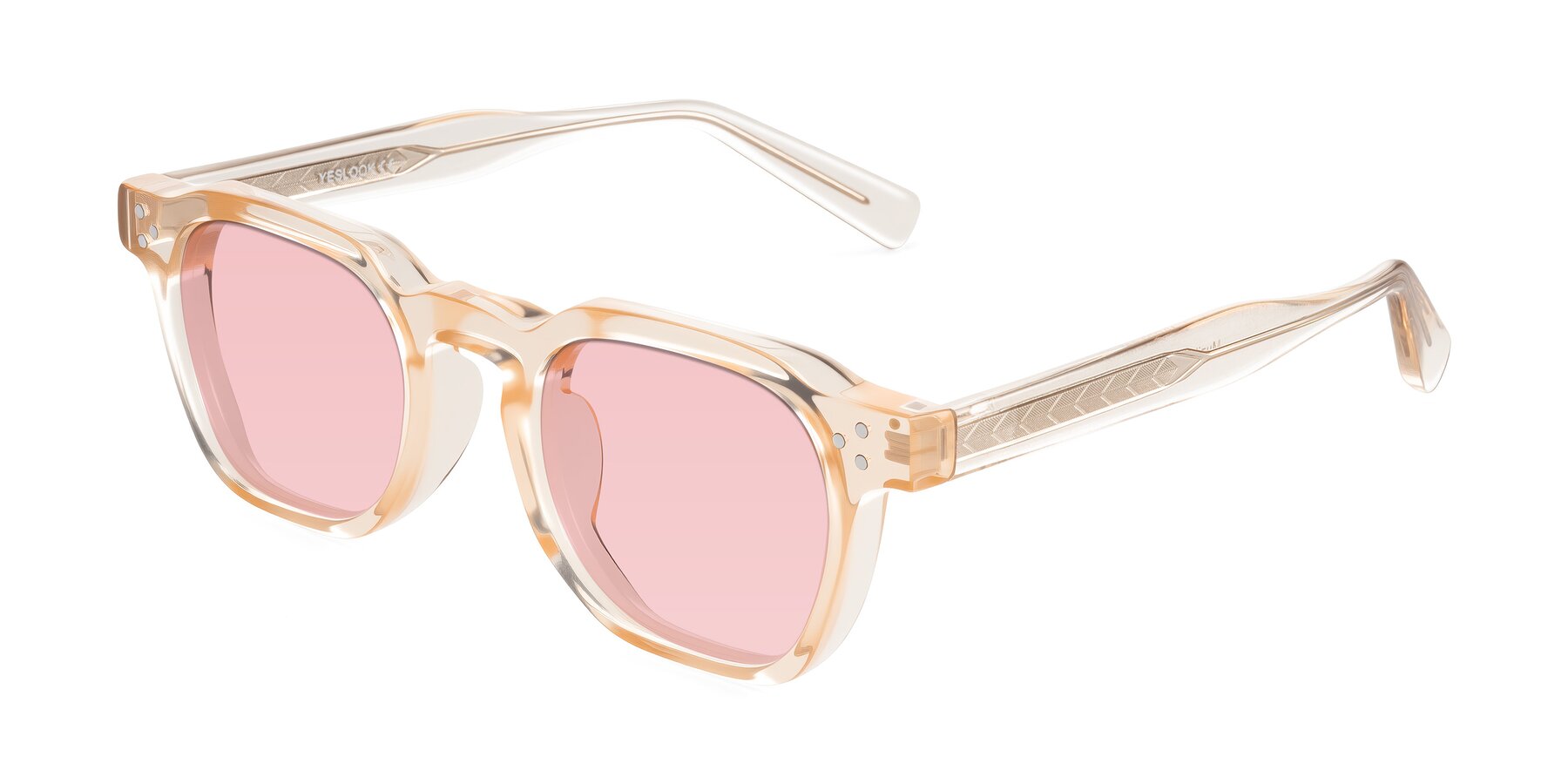 Angle of Muzik in Coral to Vermilion Shift with Light Garnet Tinted Lenses