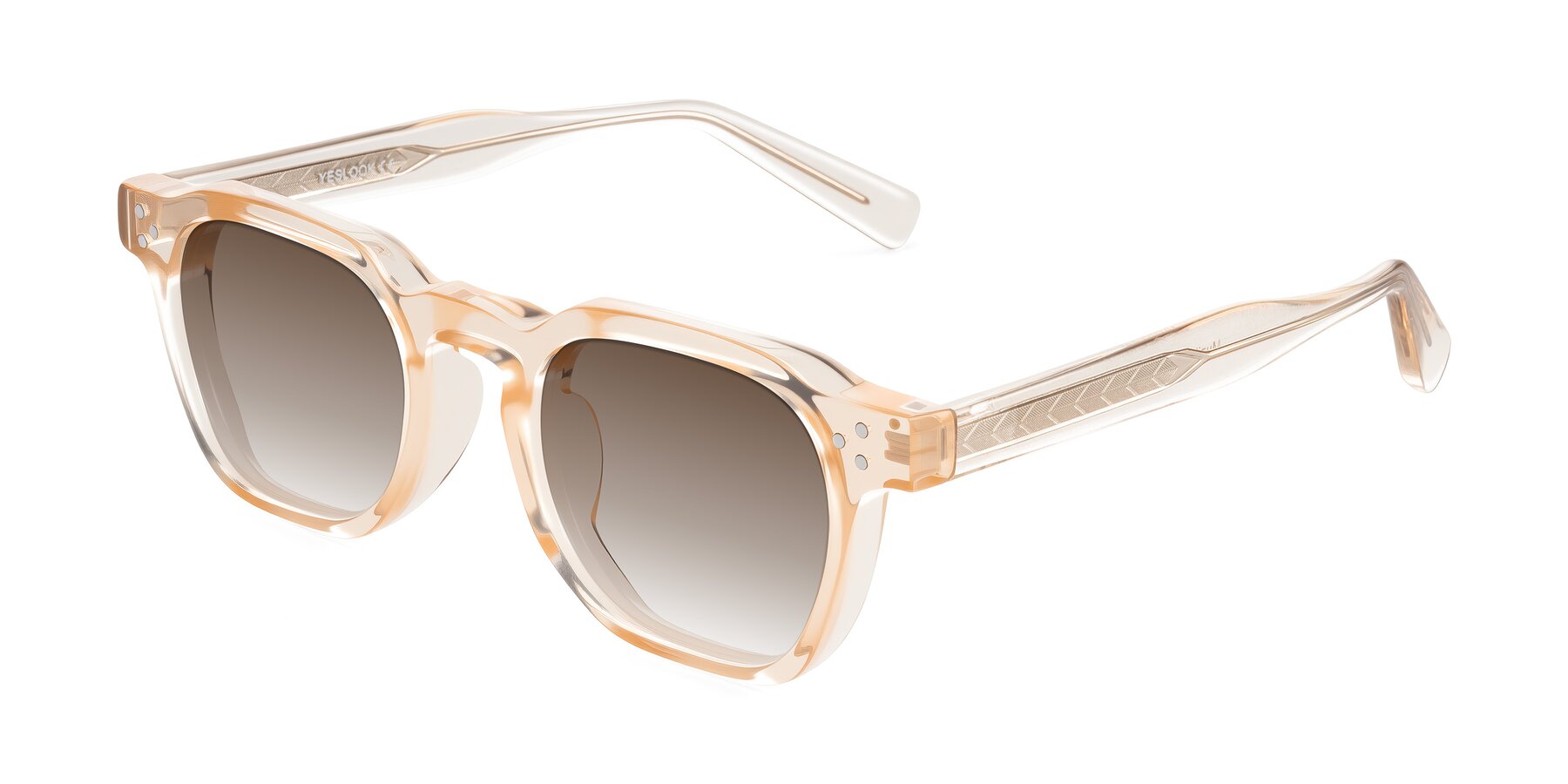 Angle of Muzik in Coral to Vermilion Shift with Brown Gradient Lenses