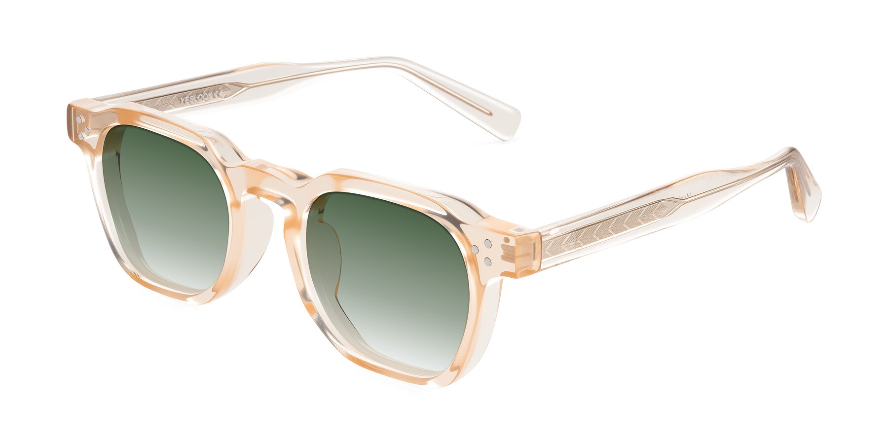 Angle of Muzik in Coral to Vermilion Shift with Green Gradient Lenses