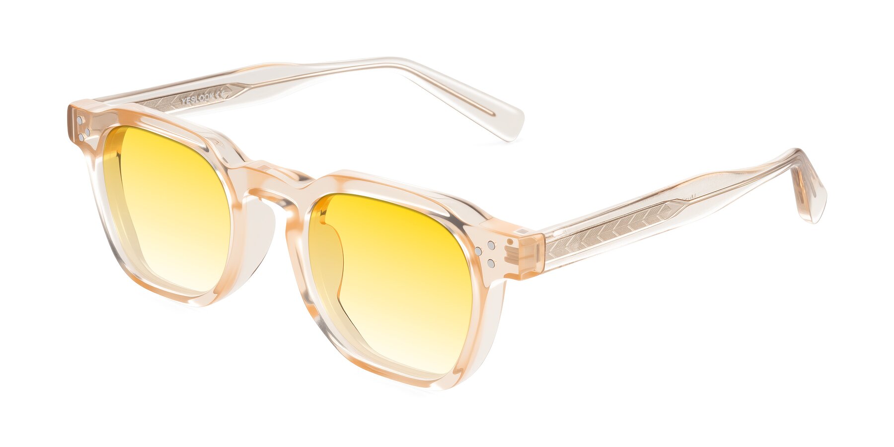 Angle of Muzik in Coral to Vermilion Shift with Yellow Gradient Lenses