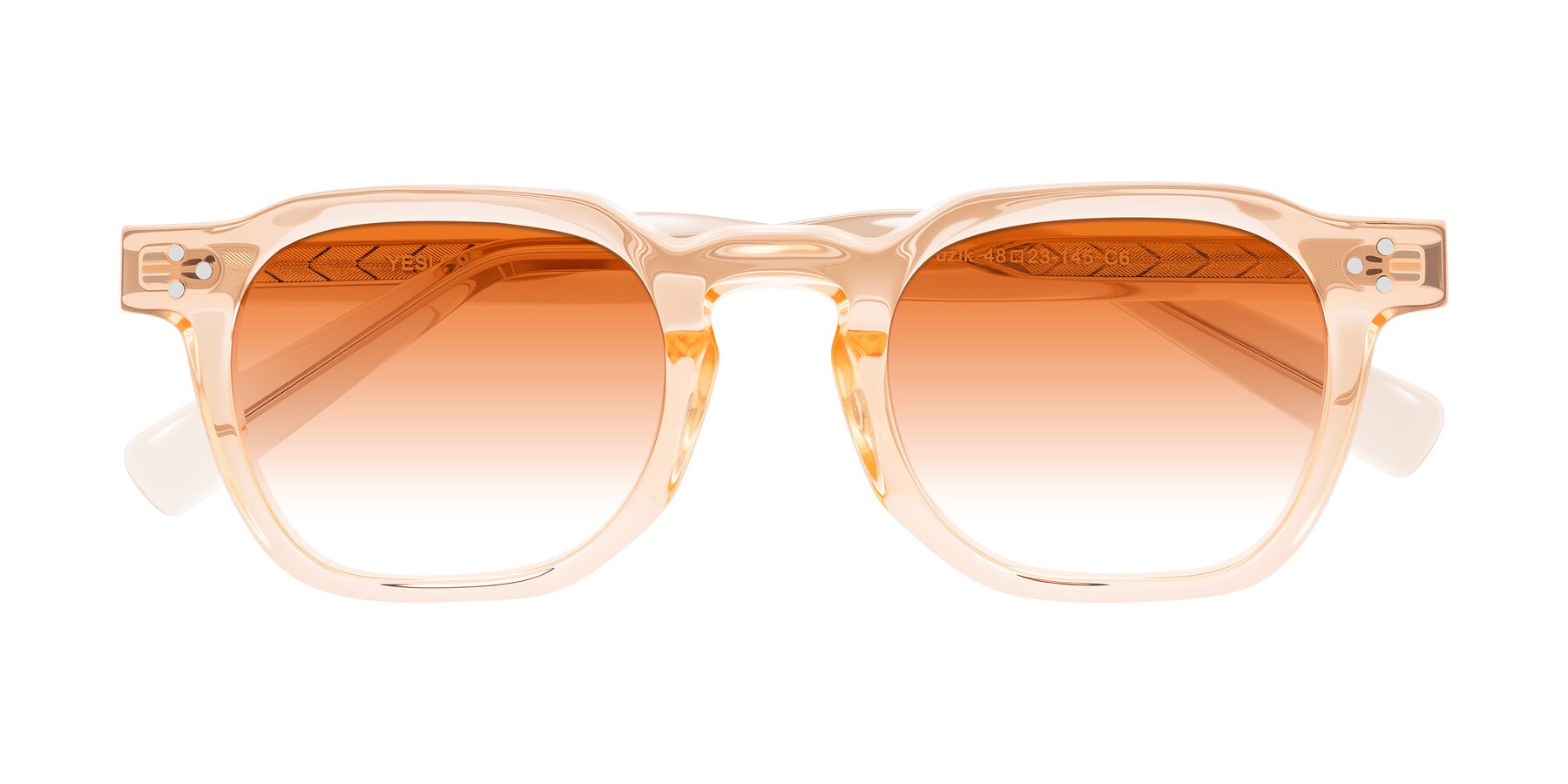 Folded Front of Muzik in Coral to Vermilion Shift with Orange Gradient Lenses