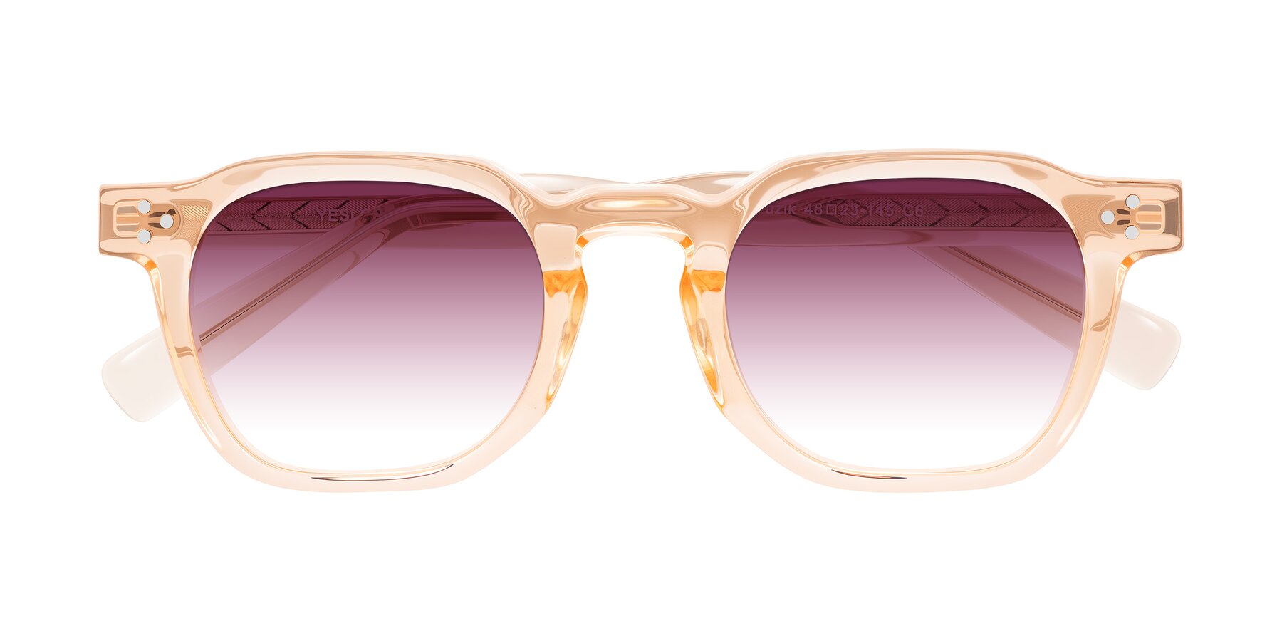 Folded Front of Muzik in Coral to Vermilion Shift with Wine Gradient Lenses