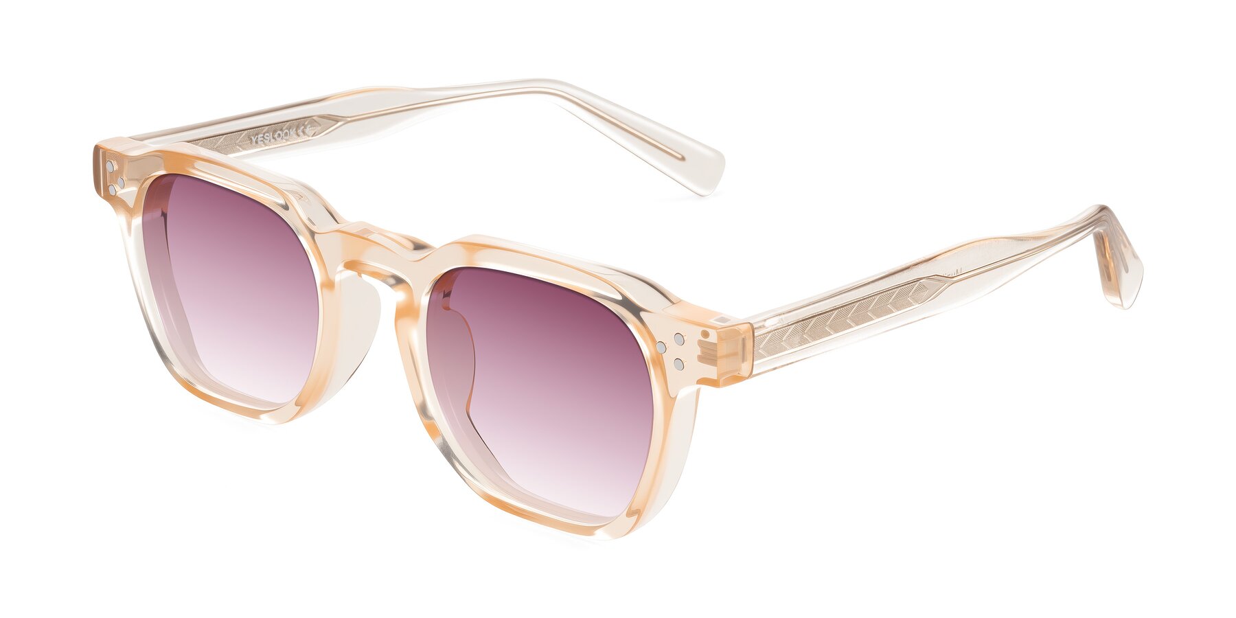 Angle of Muzik in Coral to Vermilion Shift with Wine Gradient Lenses