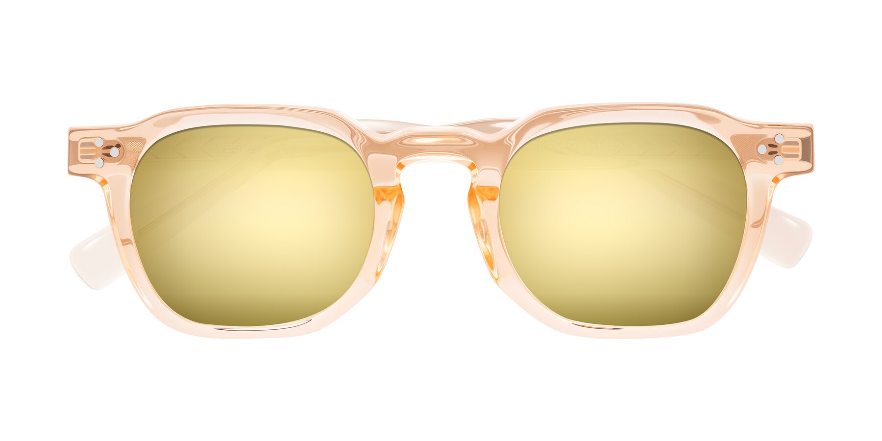 Folded Front of Muzik in Coral to Vermilion Shift with Gold Mirrored Lenses