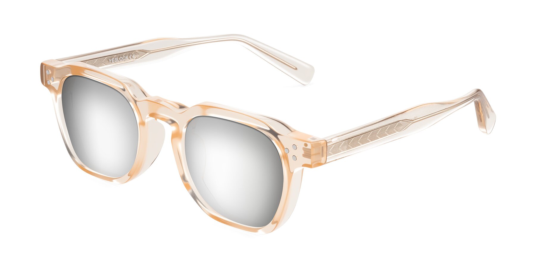 Angle of Muzik in Coral to Vermilion Shift with Silver Mirrored Lenses