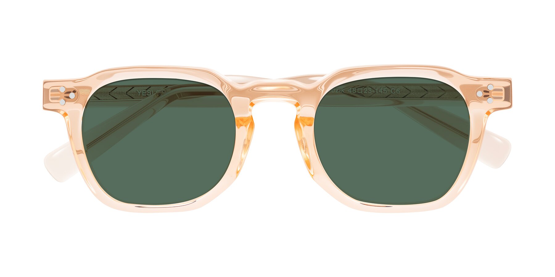 Folded Front of Muzik in Coral to Vermilion Shift with Green Polarized Lenses