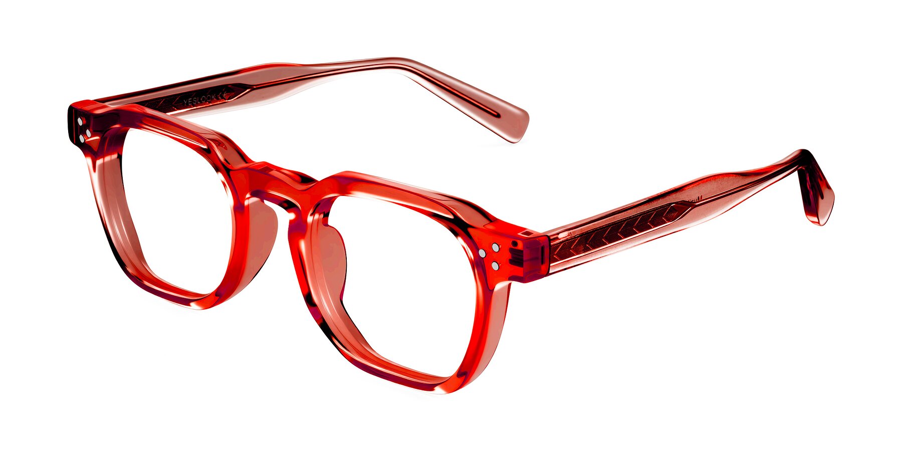 Angle of Muzik in Coral to Vermilion Shift with Clear Eyeglass Lenses