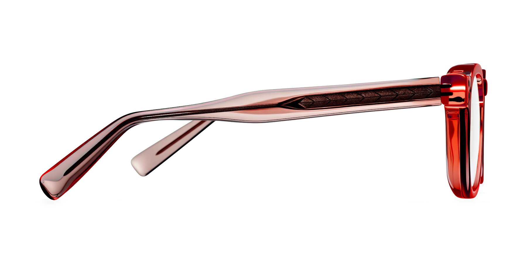 Side of Muzik in Coral to Vermilion Shift with Clear Eyeglass Lenses