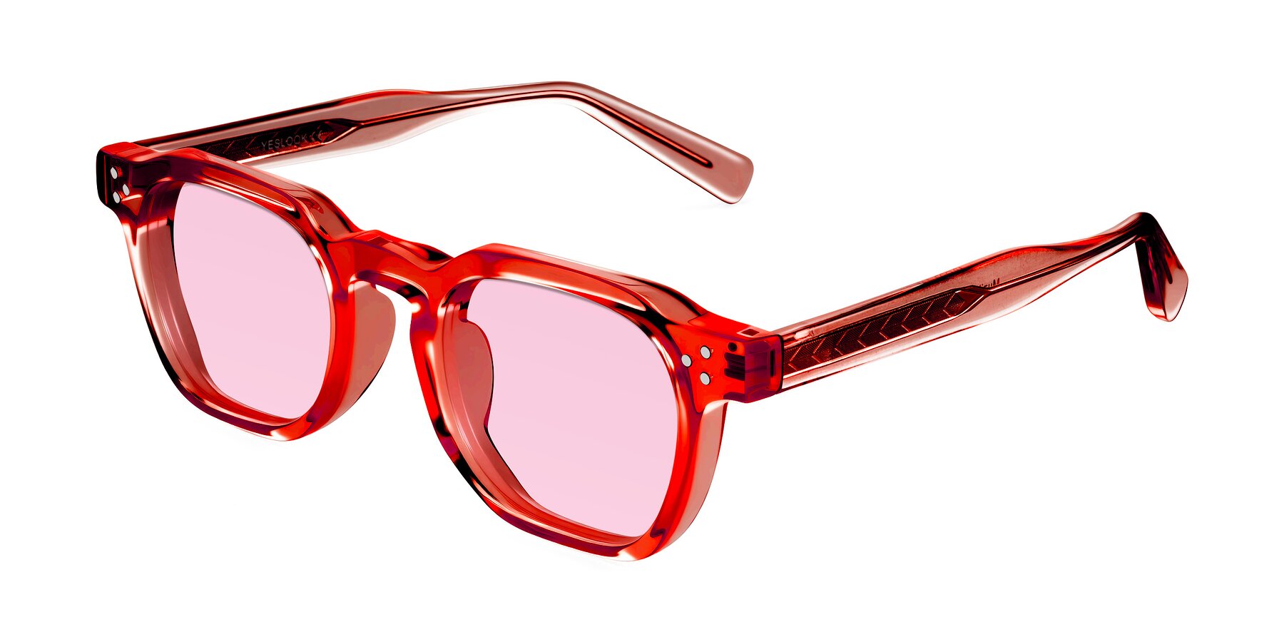 Angle of Muzik in Coral to Vermilion Shift with Light Pink Tinted Lenses