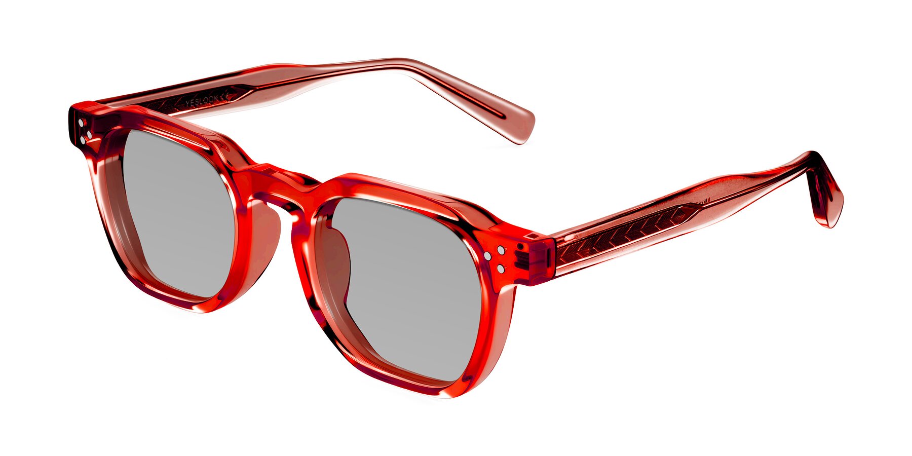 Angle of Muzik in Coral to Vermilion Shift with Light Gray Tinted Lenses