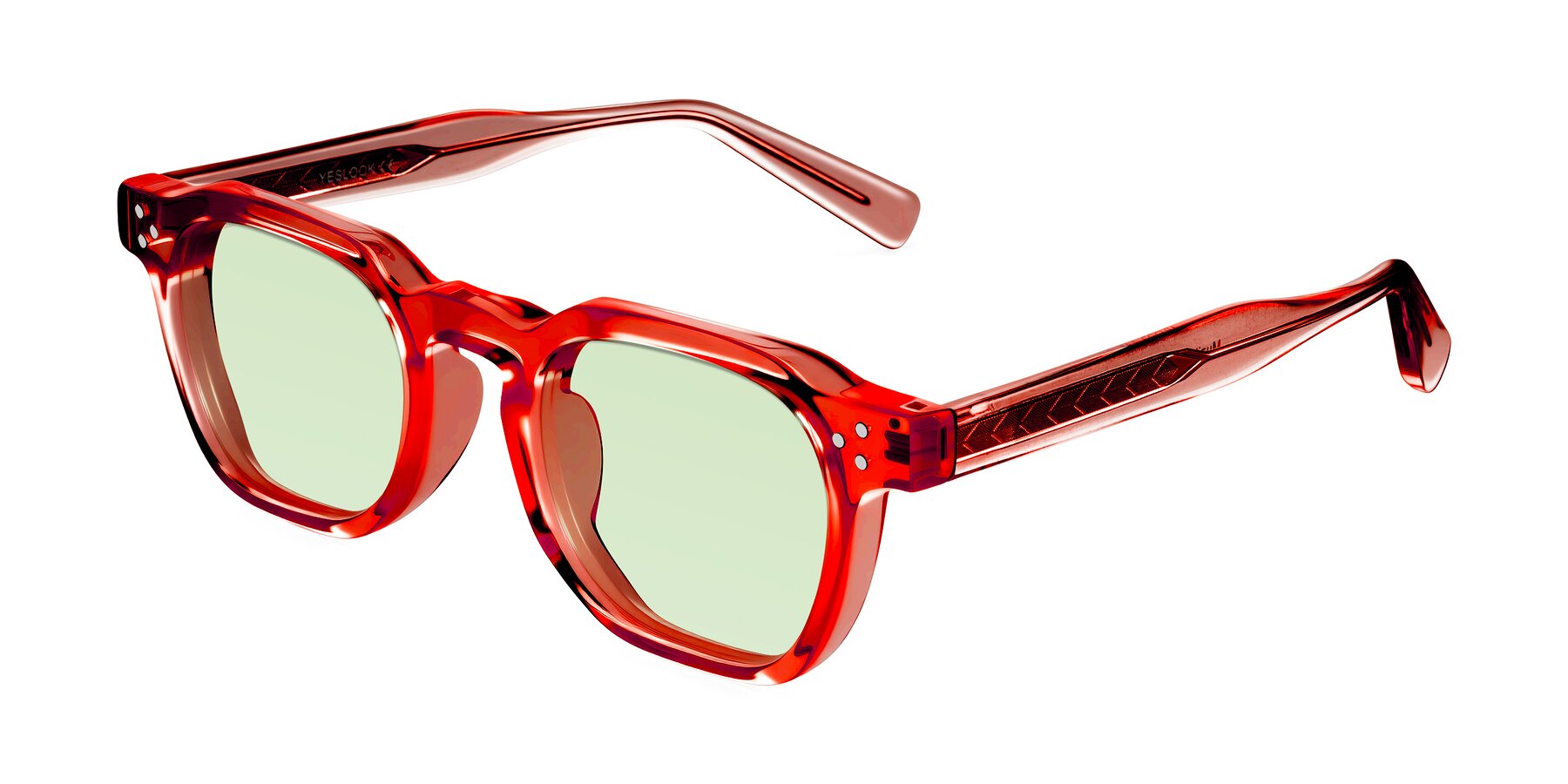 Angle of Muzik in Coral to Vermilion Shift with Light Green Tinted Lenses