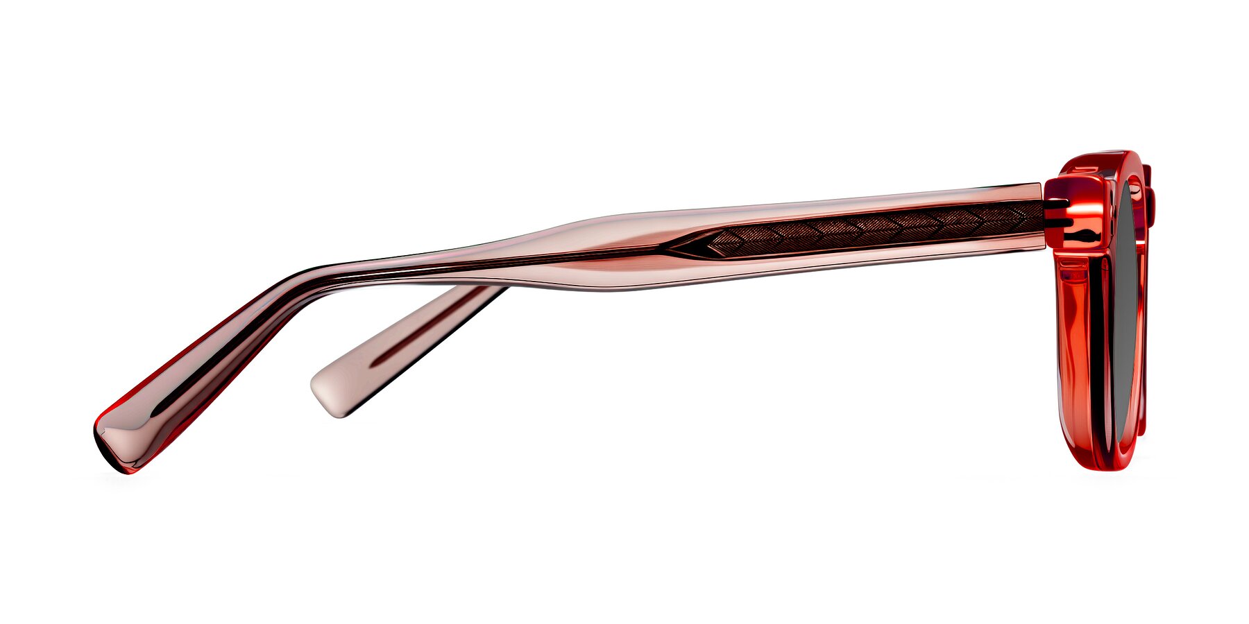 Side of Muzik in Coral to Vermilion Shift with Medium Gray Tinted Lenses