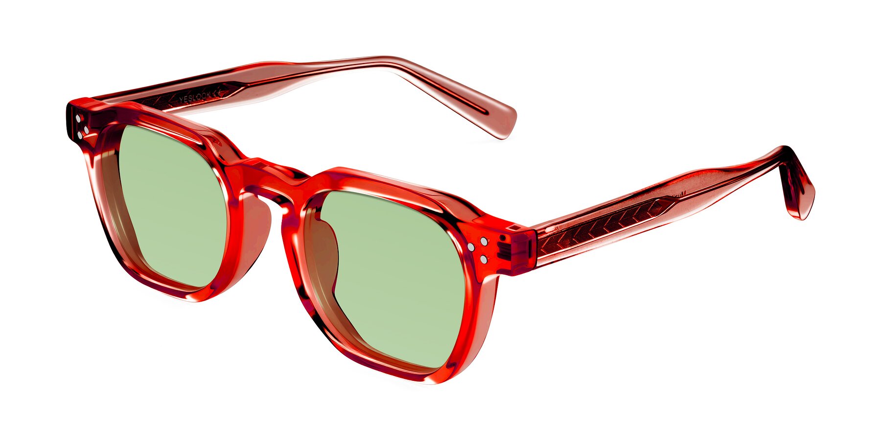Angle of Muzik in Coral to Vermilion Shift with Medium Green Tinted Lenses