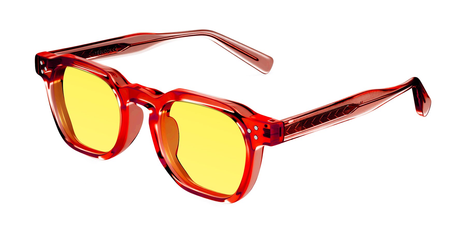 Angle of Muzik in Coral to Vermilion Shift with Medium Yellow Tinted Lenses