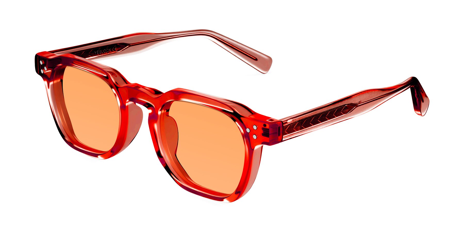 Angle of Muzik in Coral to Vermilion Shift with Medium Orange Tinted Lenses