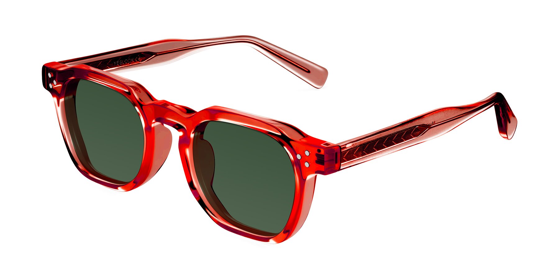 Angle of Muzik in Coral to Vermilion Shift with Green Tinted Lenses