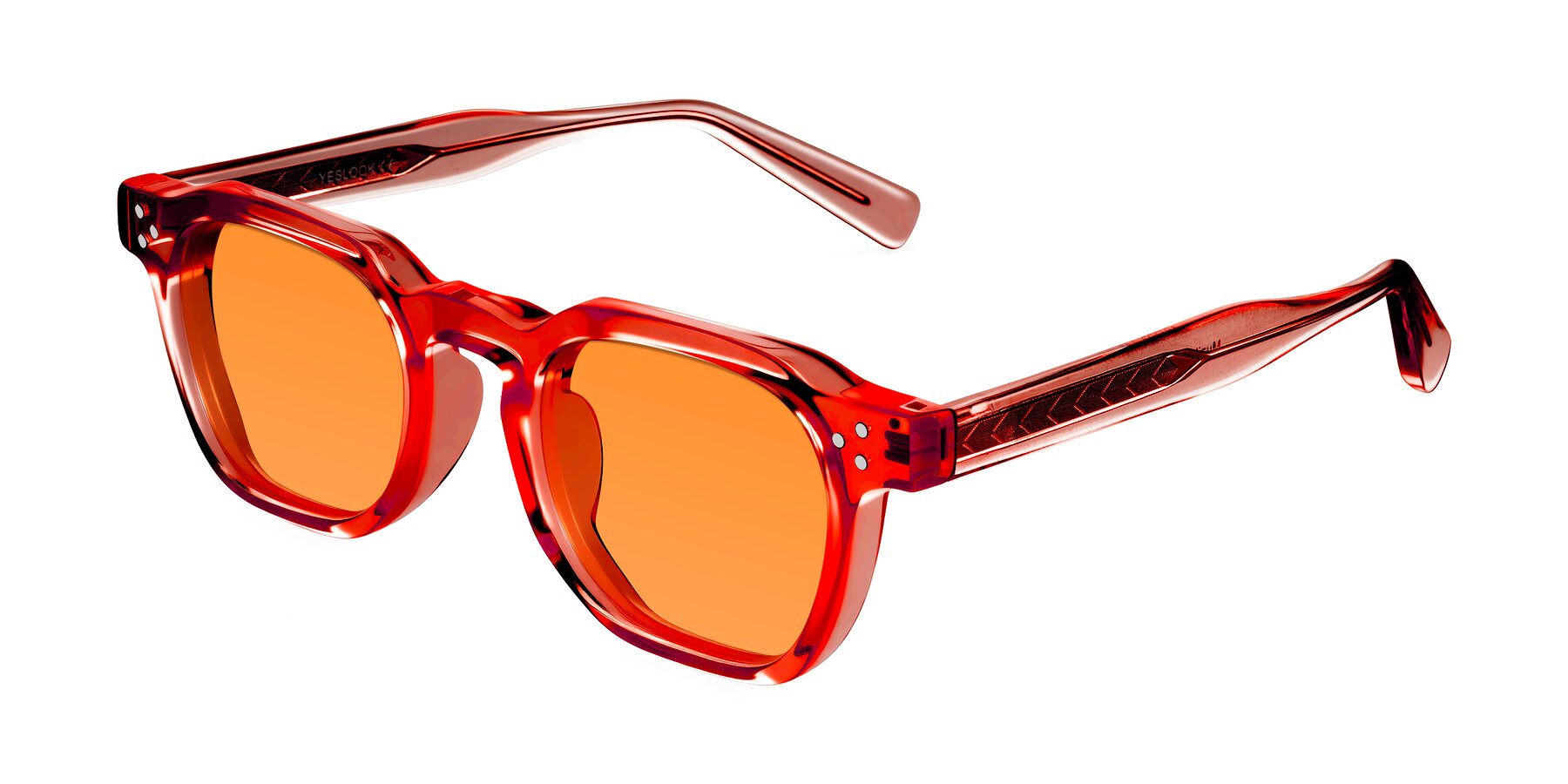 Angle of Muzik in Coral to Vermilion Shift with Orange Tinted Lenses