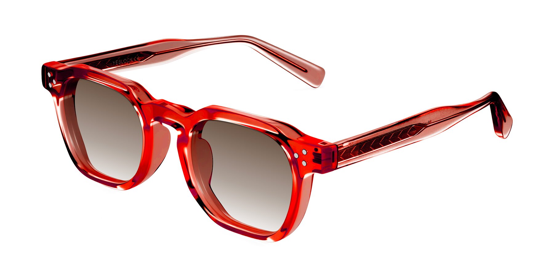 Angle of Muzik in Coral to Vermilion Shift with Brown Gradient Lenses