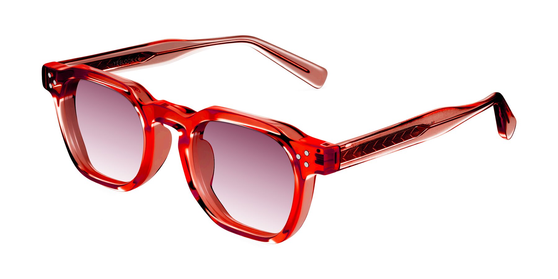 Angle of Muzik in Coral to Vermilion Shift with Wine Gradient Lenses