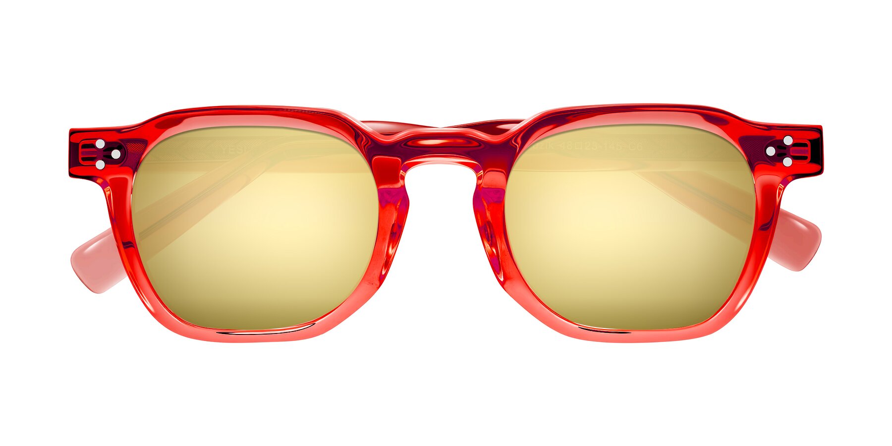 Folded Front of Muzik in Coral to Vermilion Shift with Gold Mirrored Lenses