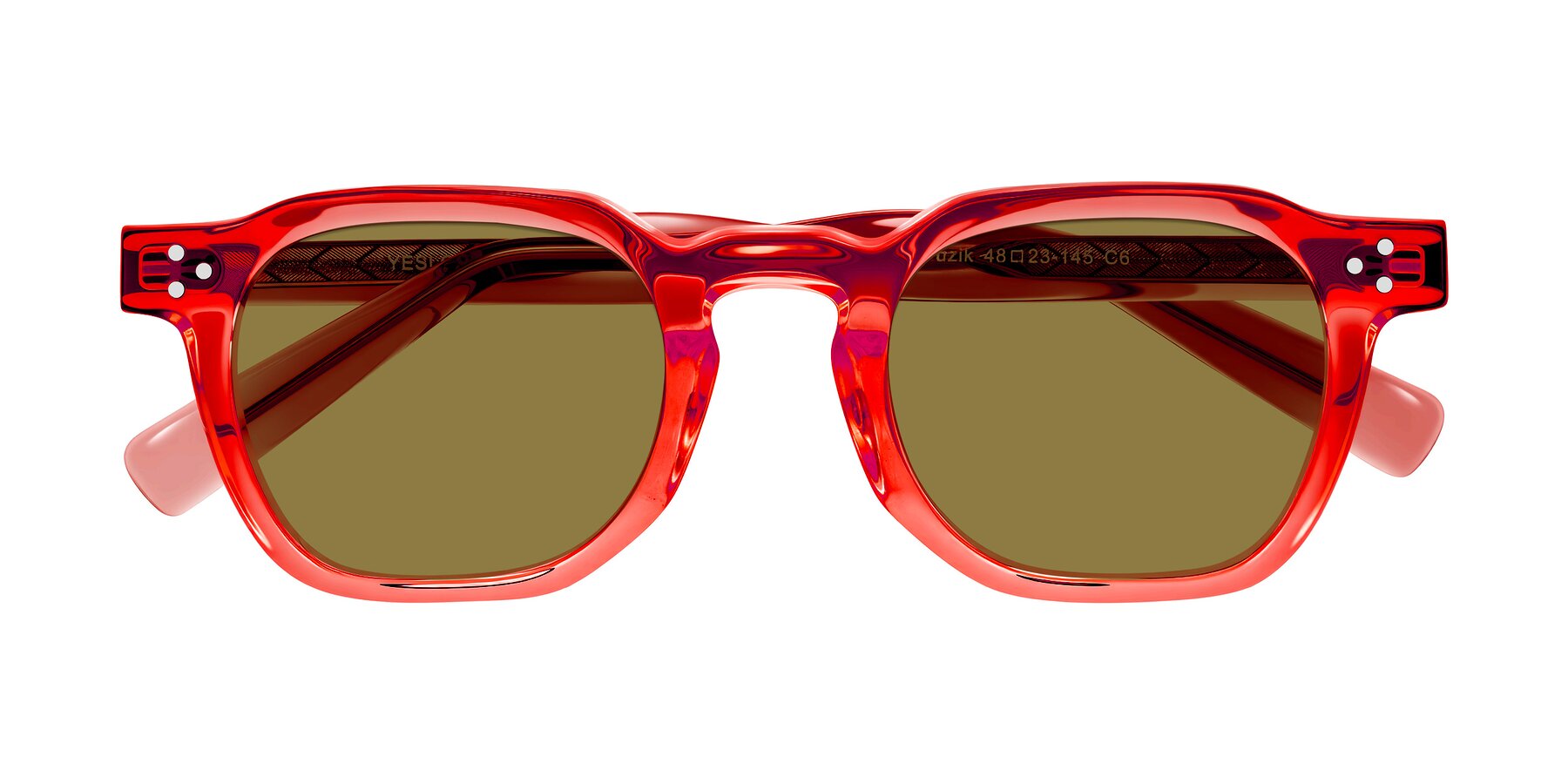 Folded Front of Muzik in Coral to Vermilion Shift with Brown Polarized Lenses