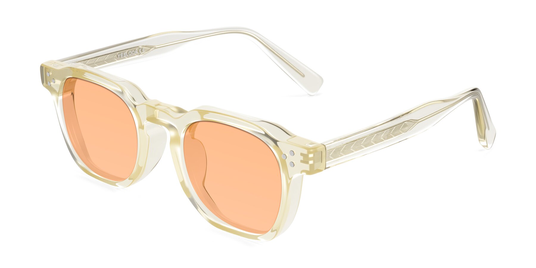 Angle of Muzik in Champagne to Dark Brown Shift with Light Orange Tinted Lenses