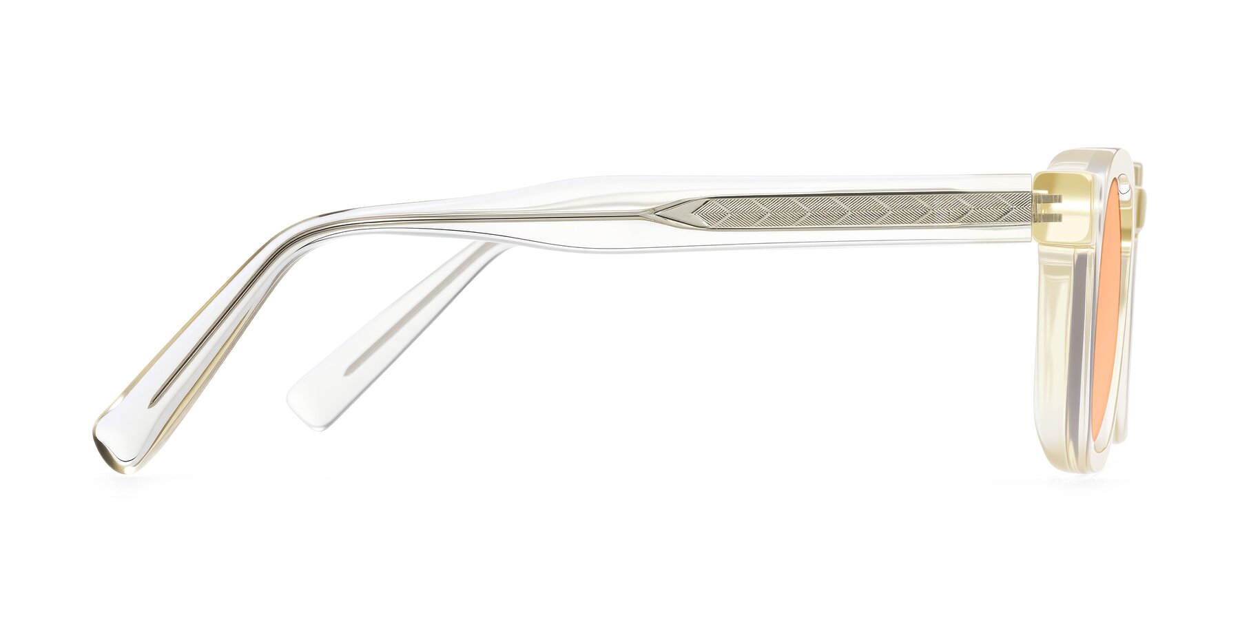 Side of Muzik in Champagne to Dark Brown Shift with Light Orange Tinted Lenses