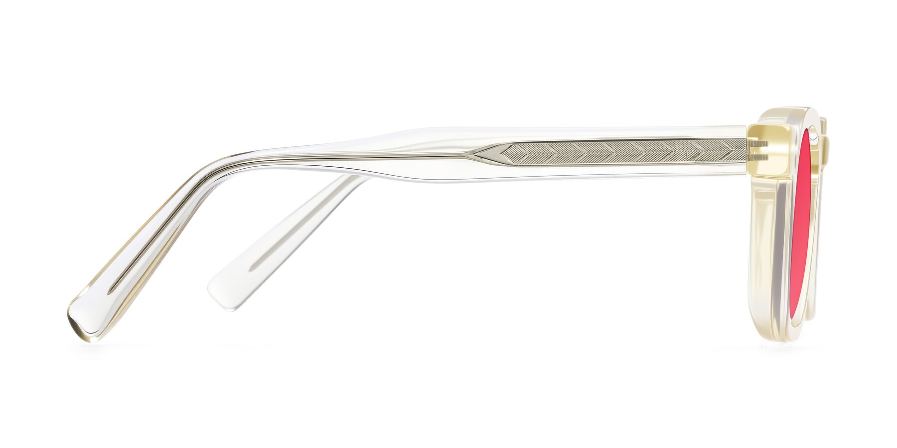 Side of Muzik in Champagne to Dark Brown Shift with Red Tinted Lenses