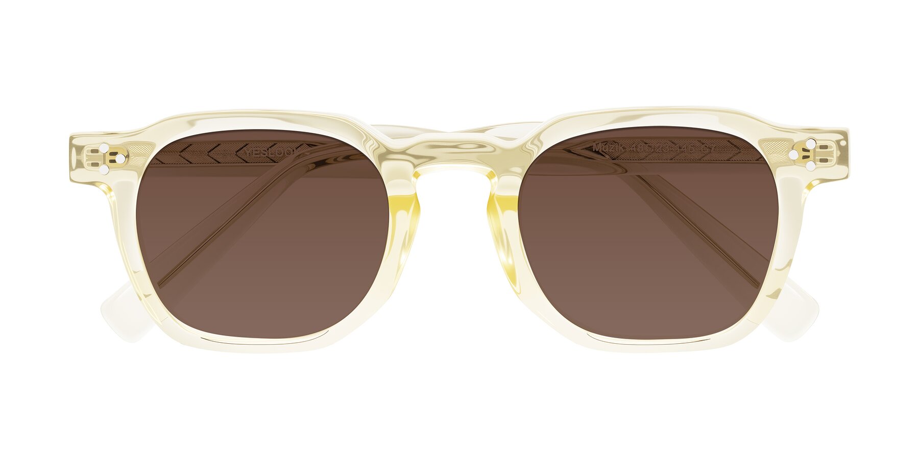 Folded Front of Muzik in Champagne to Dark Brown Shift with Brown Tinted Lenses