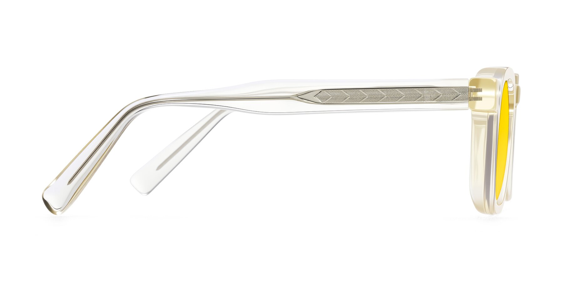 Side of Muzik in Champagne to Dark Brown Shift with Yellow Tinted Lenses