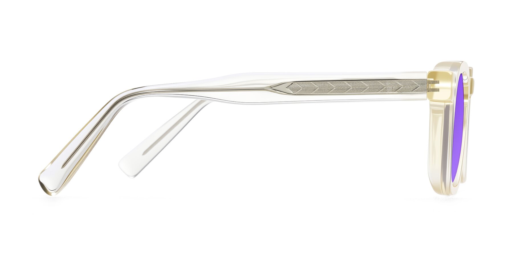 Side of Muzik in Champagne to Dark Brown Shift with Purple Tinted Lenses