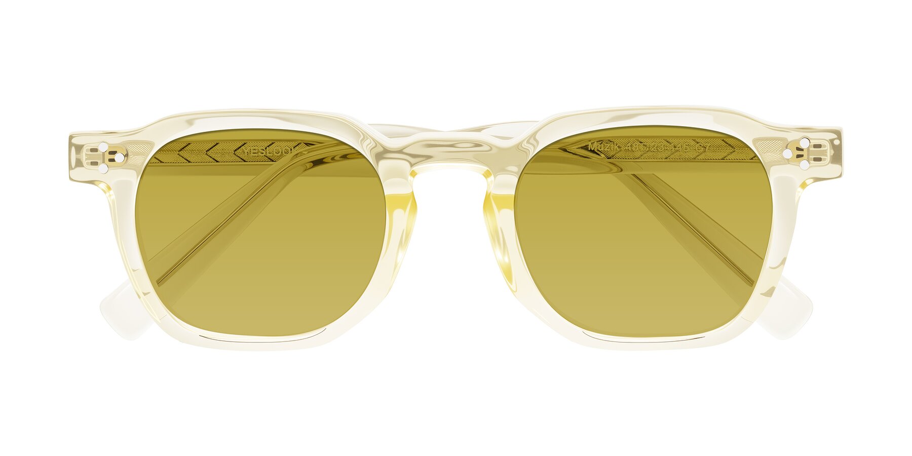 Folded Front of Muzik in Champagne to Dark Brown Shift with Champagne Tinted Lenses