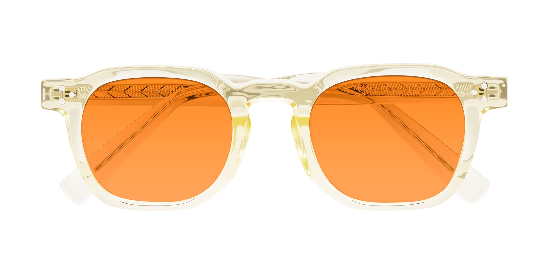 Folded Front of Muzik in Champagne to Dark Brown Shift with Orange Tinted Lenses