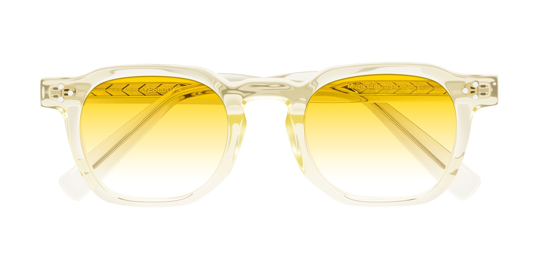 Folded Front of Muzik in Champagne to Dark Brown Shift with Yellow Gradient Lenses