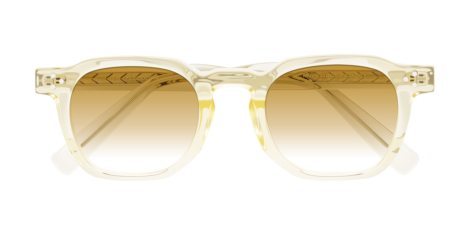 Folded Front of Muzik in Champagne to Dark Brown Shift with Champagne Gradient Lenses