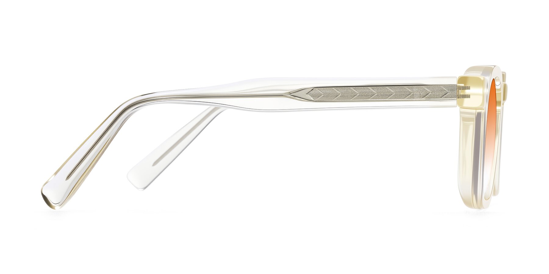 Side of Muzik in Champagne to Dark Brown Shift with Orange Gradient Lenses