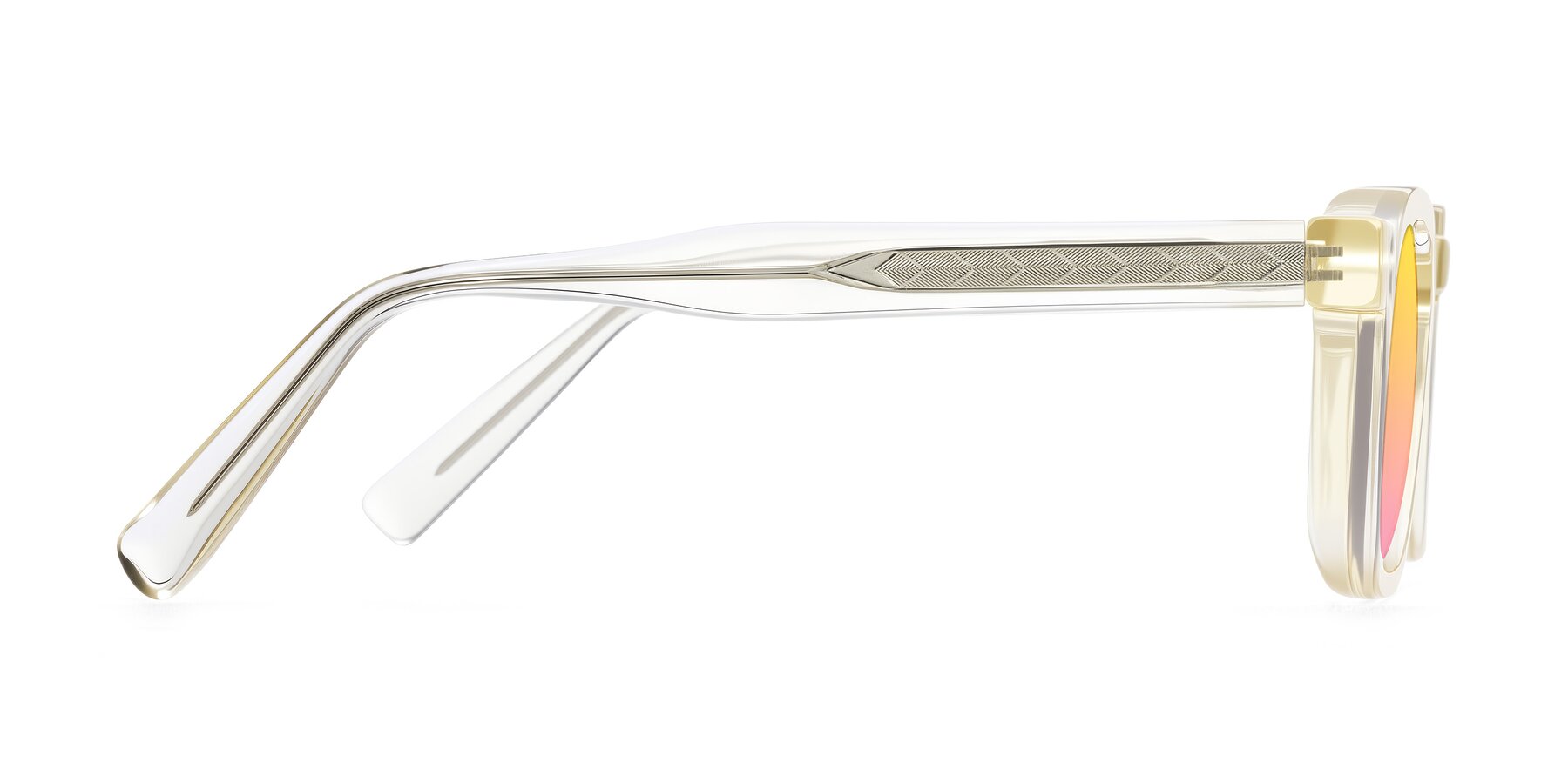 Side of Muzik in Champagne to Dark Brown Shift with Yellow / Pink Gradient Lenses