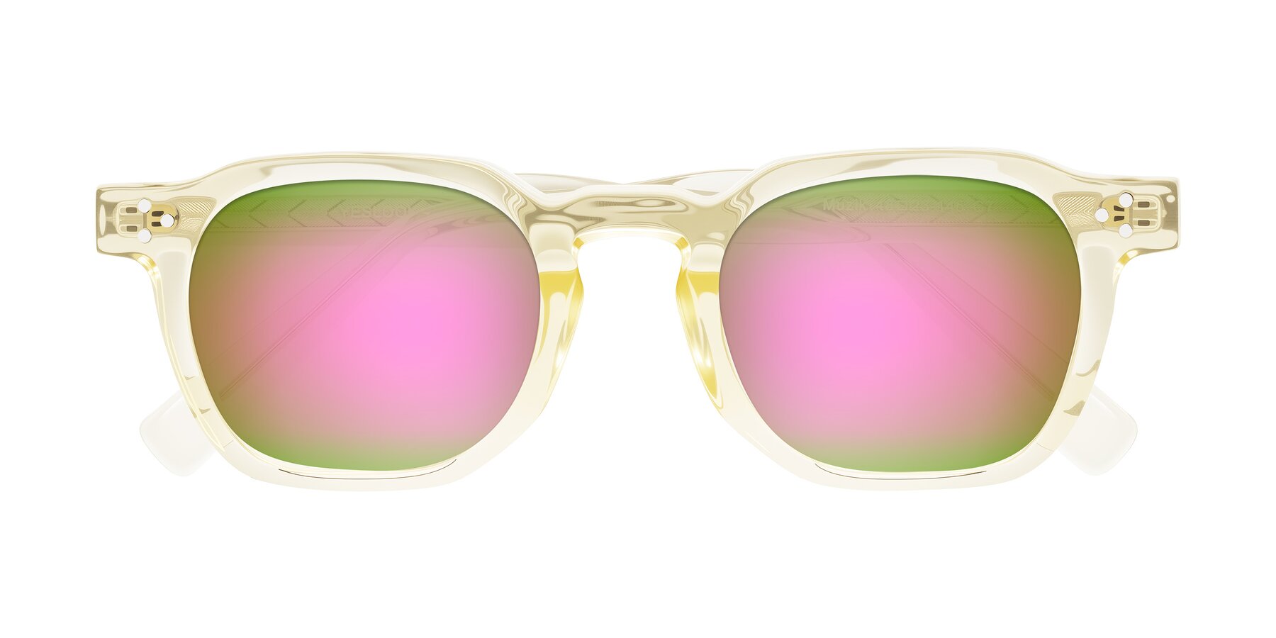 Folded Front of Muzik in Champagne to Dark Brown Shift with Pink Mirrored Lenses