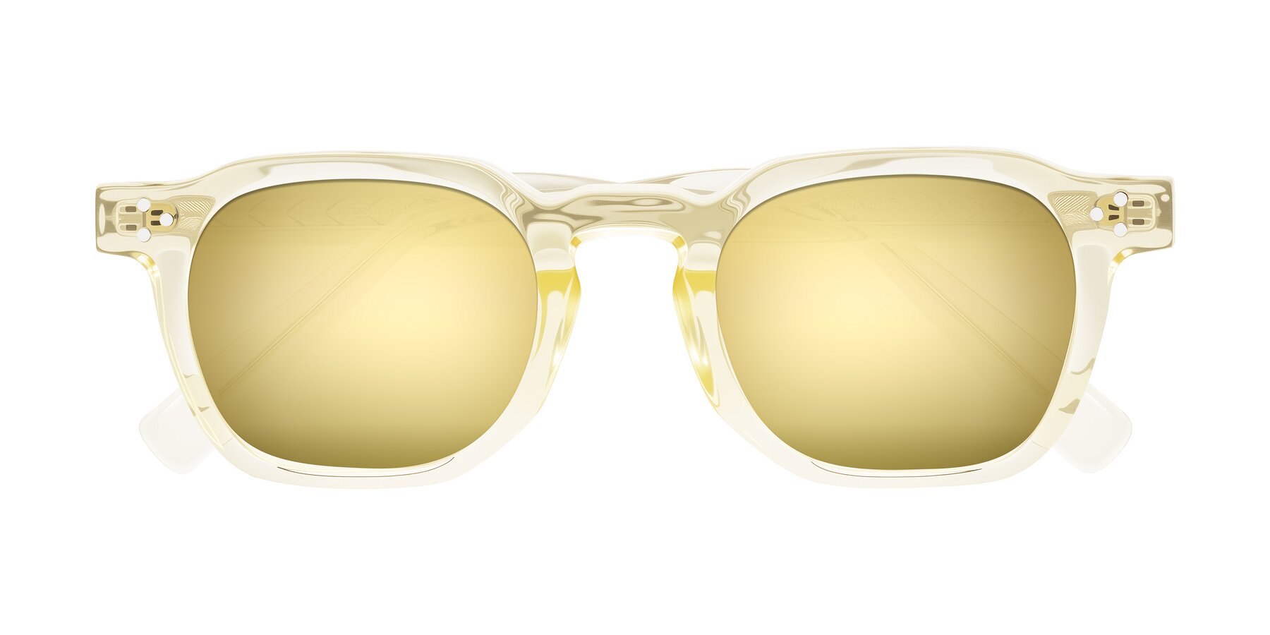 Folded Front of Muzik in Champagne to Dark Brown Shift with Gold Mirrored Lenses