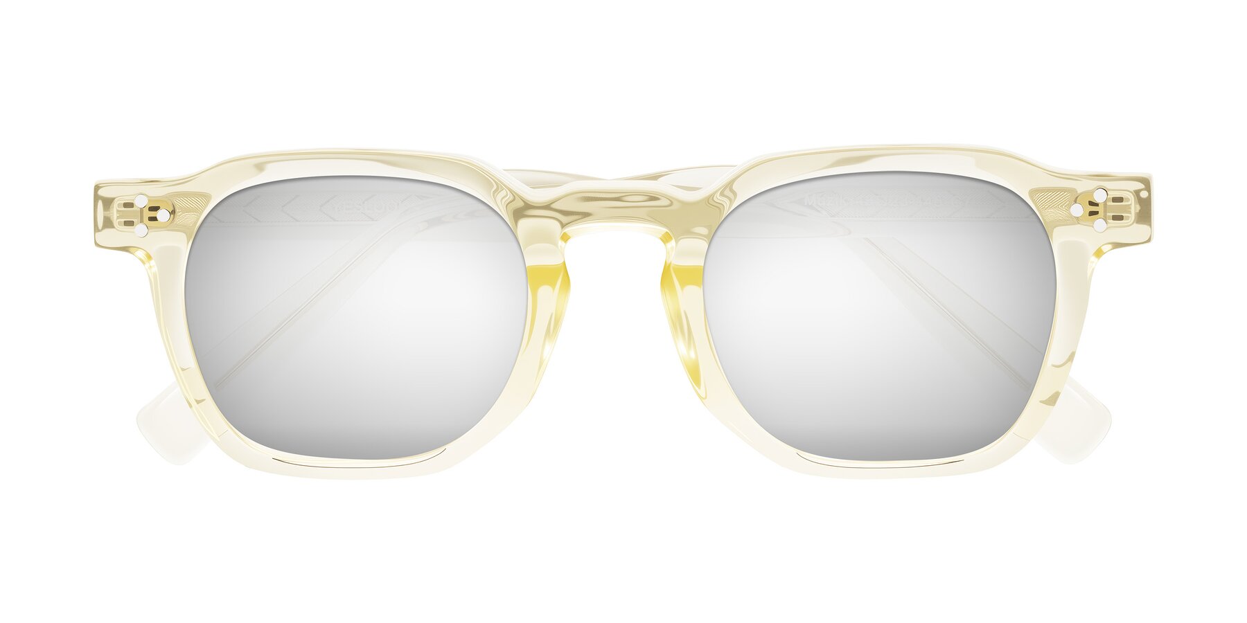 Folded Front of Muzik in Champagne to Dark Brown Shift with Silver Mirrored Lenses