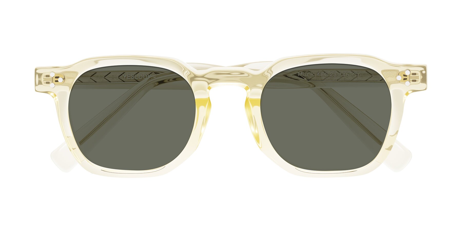 Folded Front of Muzik in Champagne to Dark Brown Shift with Gray Polarized Lenses