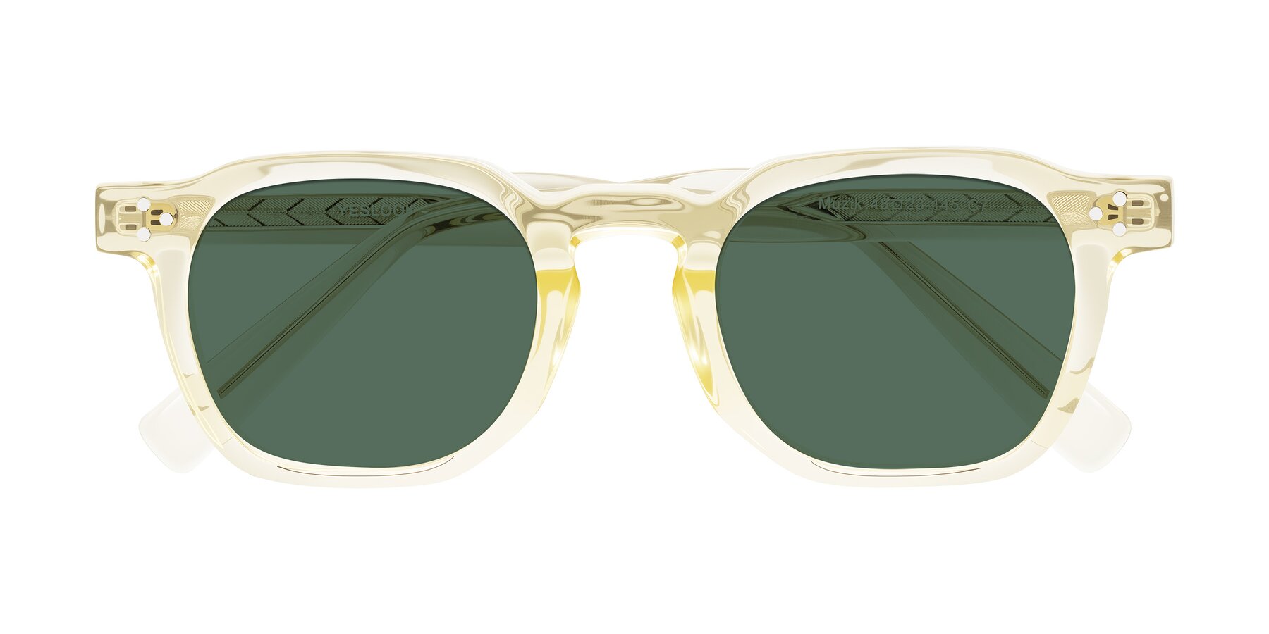 Folded Front of Muzik in Champagne to Dark Brown Shift with Green Polarized Lenses