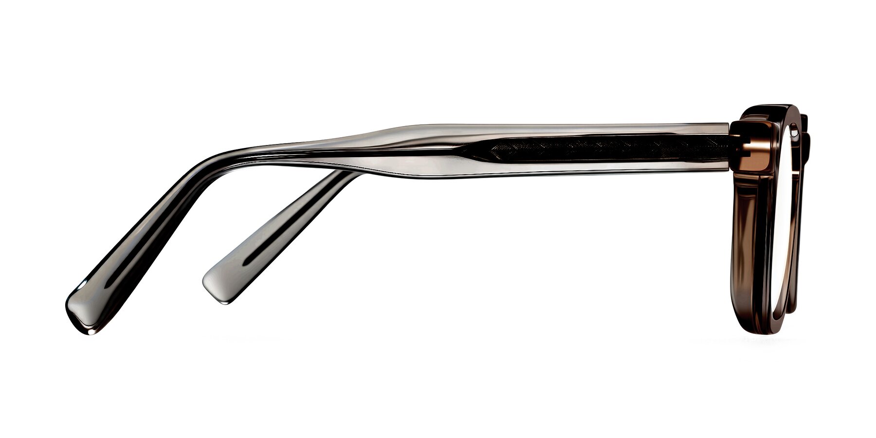 Side of Muzik in Champagne to Dark Brown Shift with Clear Eyeglass Lenses