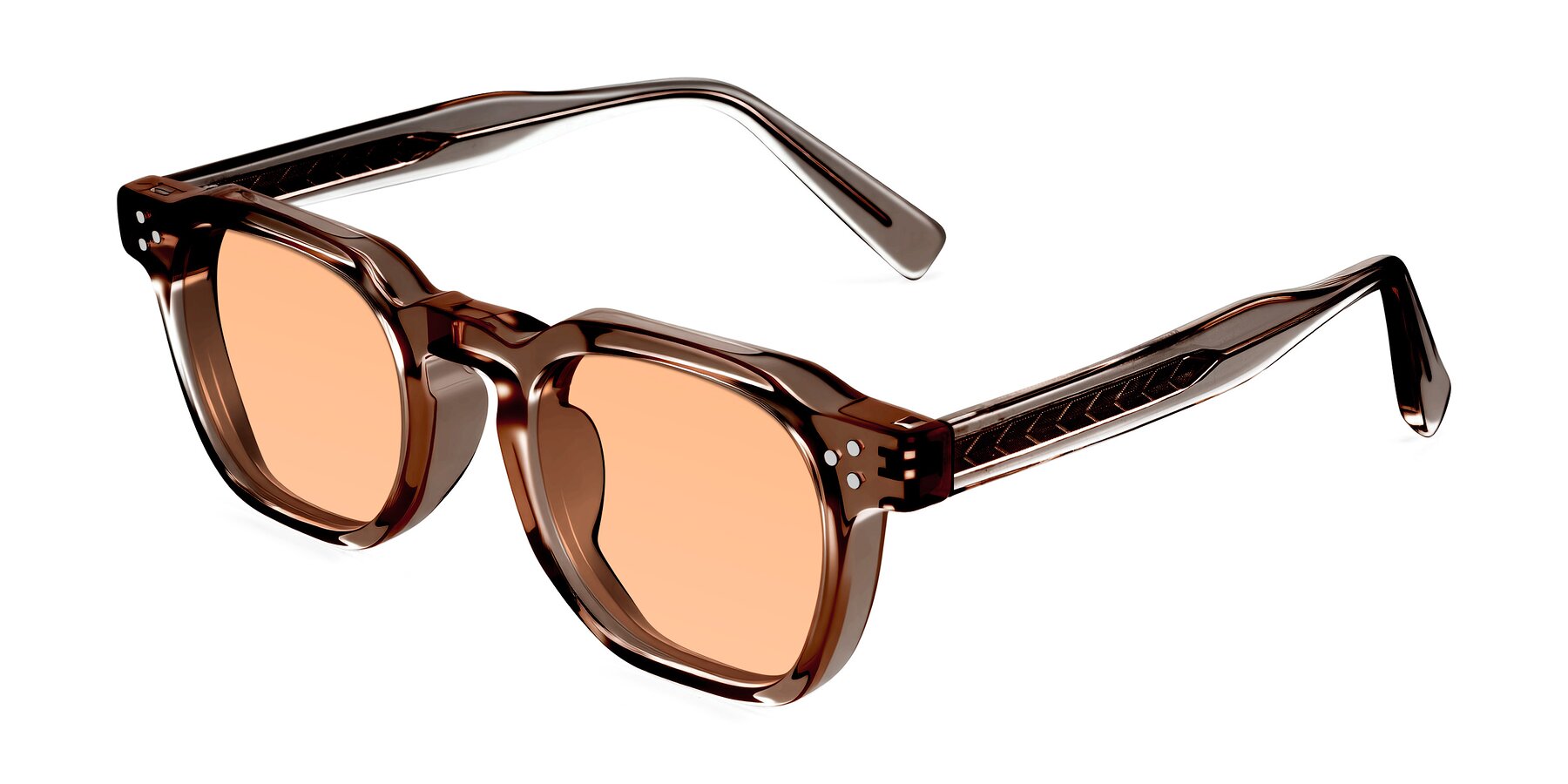 Angle of Muzik in Champagne to Dark Brown Shift with Light Orange Tinted Lenses