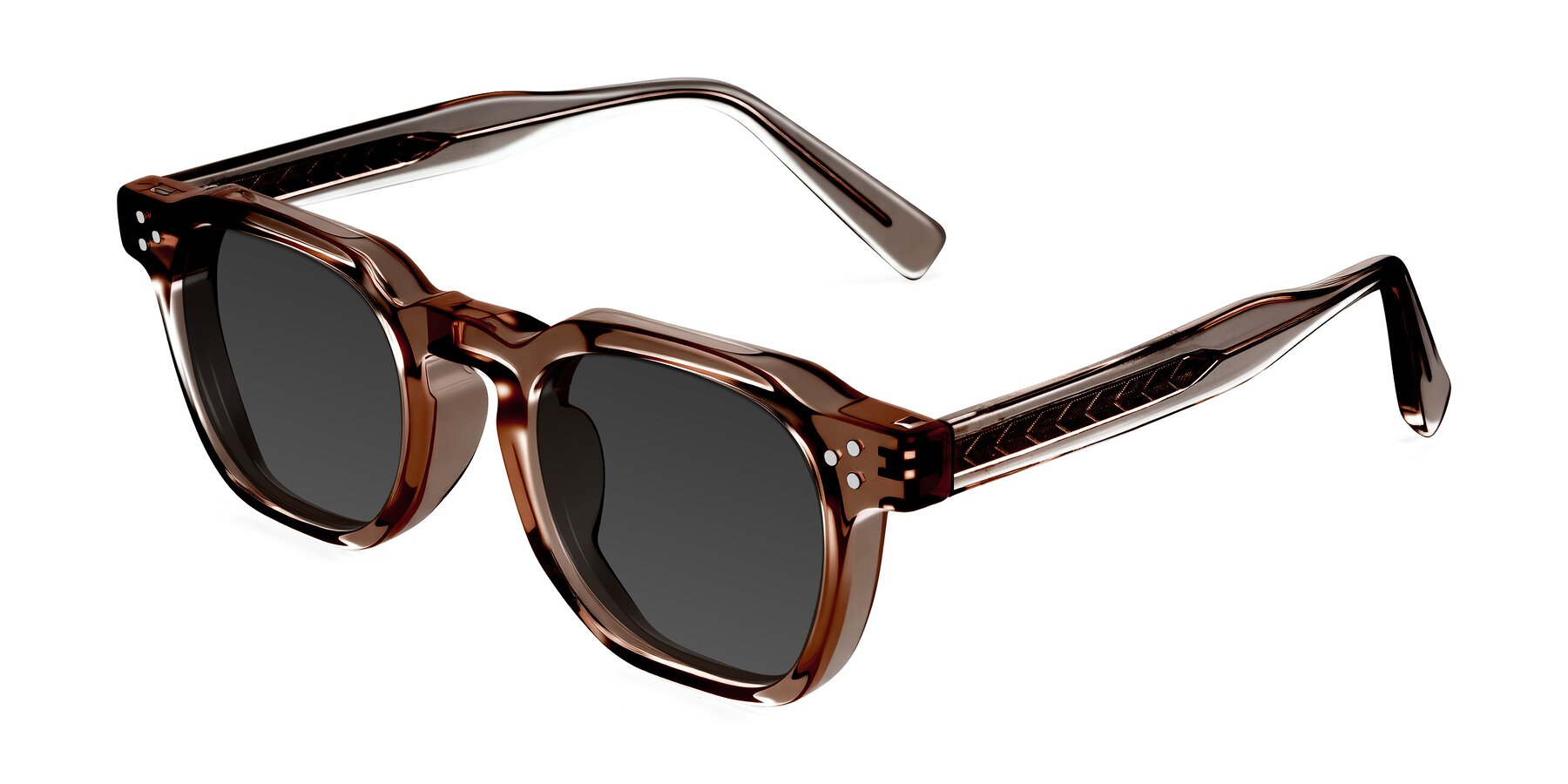 Angle of Muzik in Champagne to Dark Brown Shift with Gray Tinted Lenses