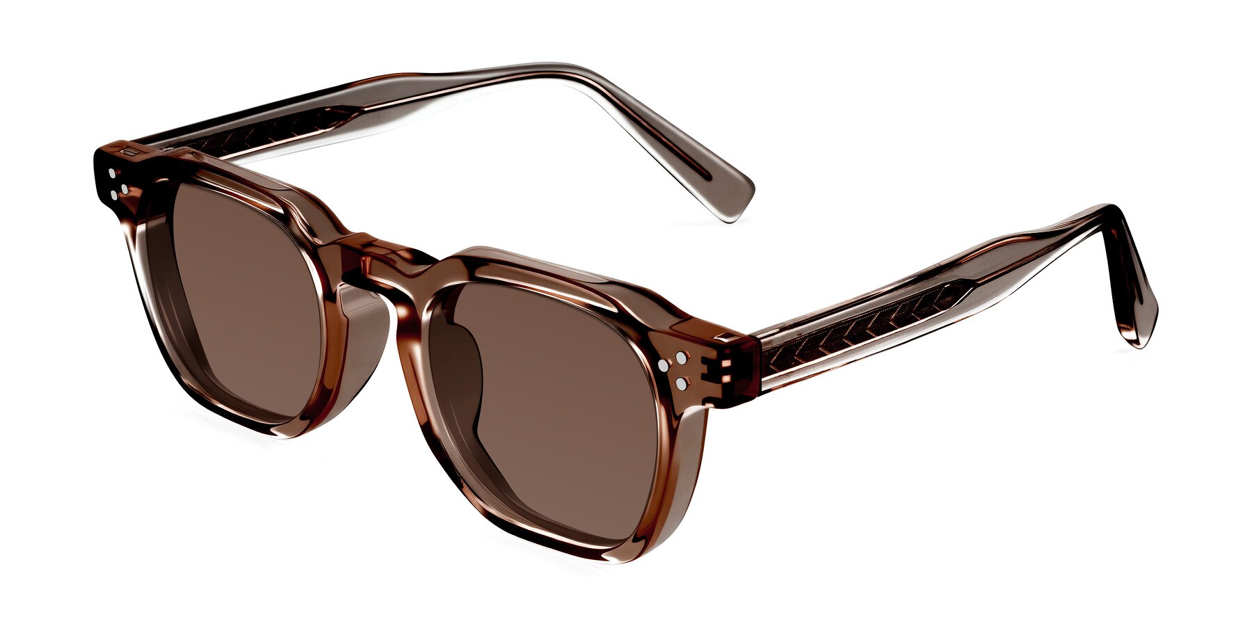 Angle of Muzik in Champagne to Dark Brown Shift with Brown Tinted Lenses