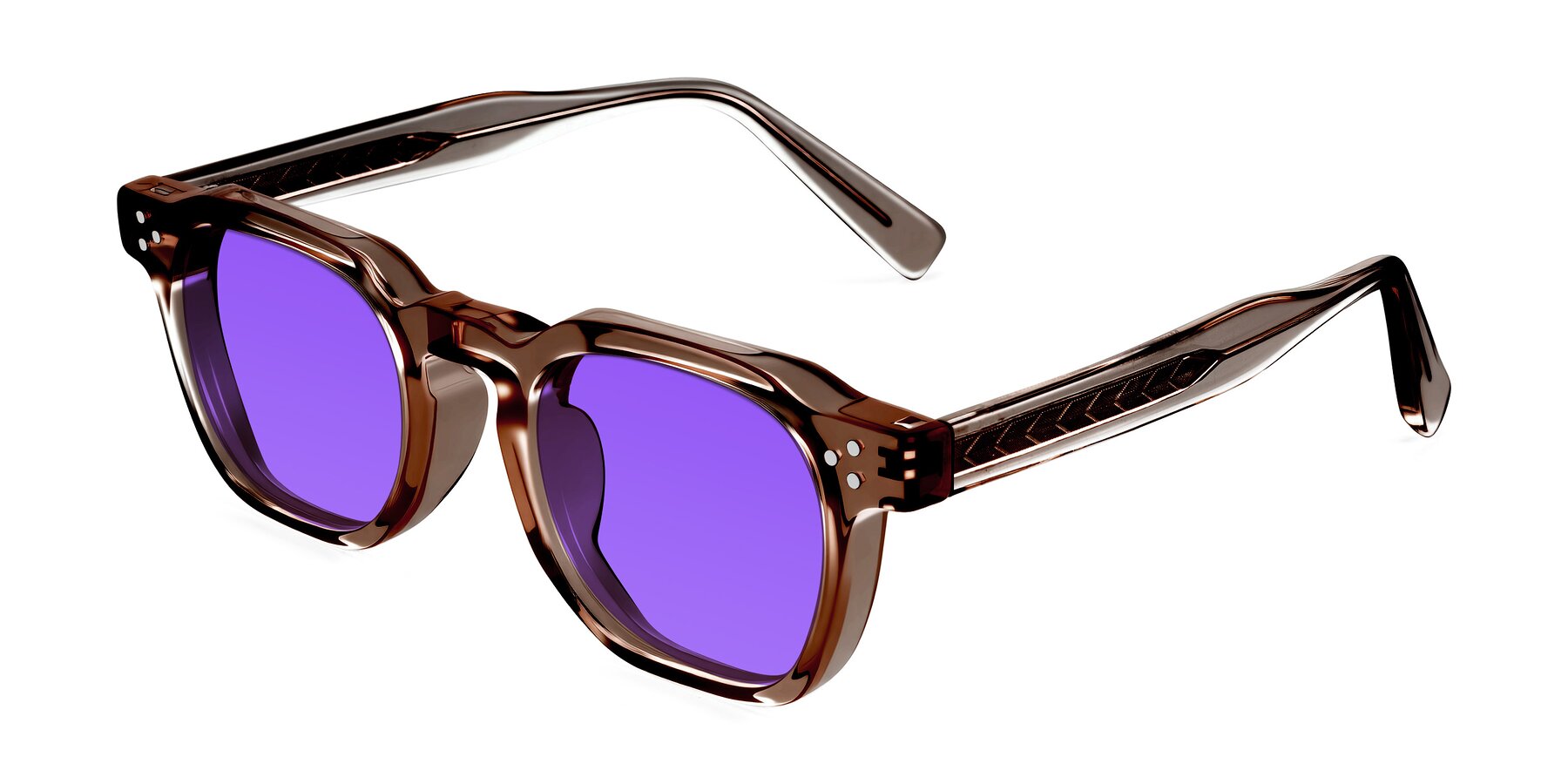Angle of Muzik in Champagne to Dark Brown Shift with Purple Tinted Lenses